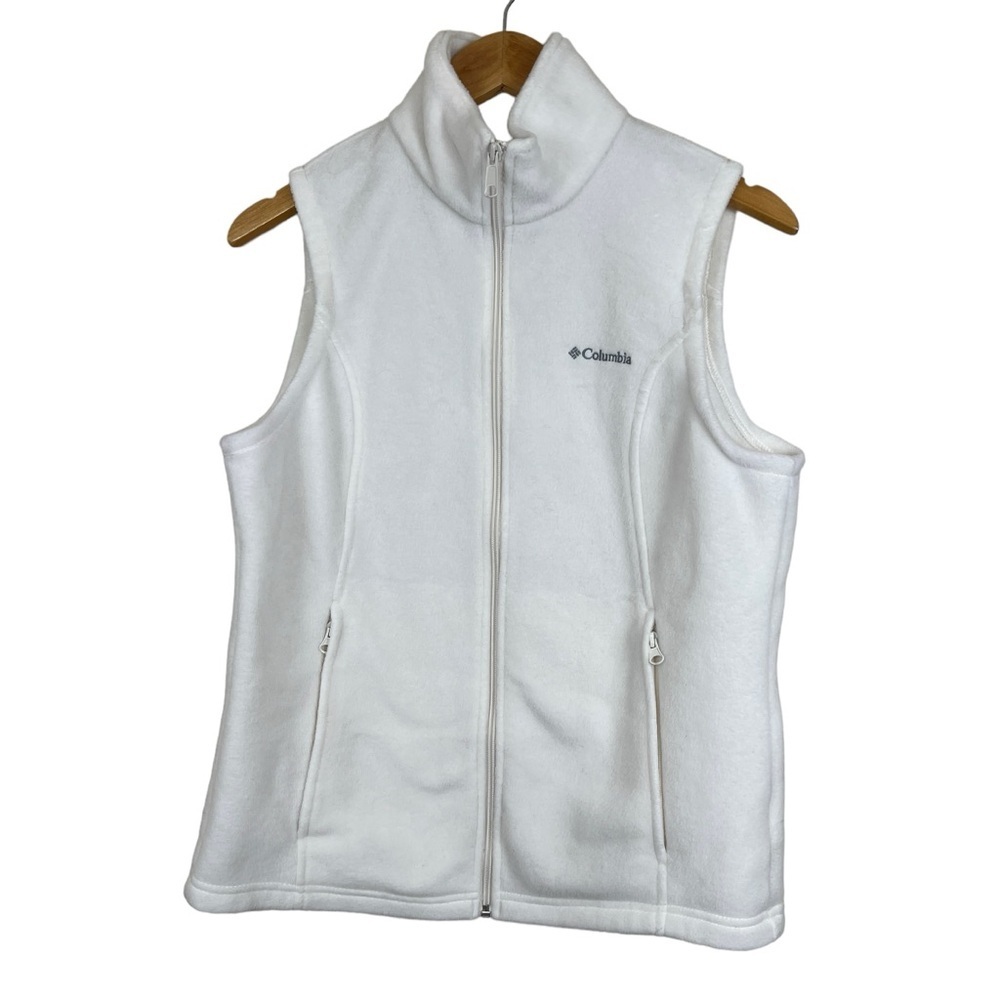 Columbia Benton Springs Women’s Small Fleece Full Zip Ivory Vest Zip Pockets